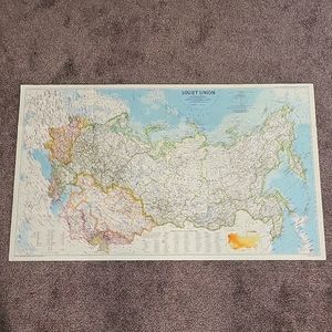 Vintage National Geographic Reversible Map of Soviet Union